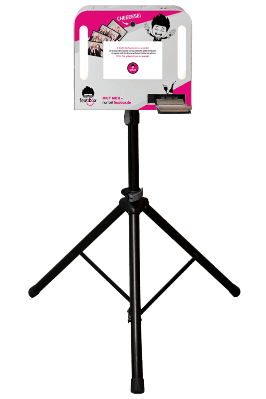 fexobox photobooth met touchscreen, printer en props voor verhuur in Nederland